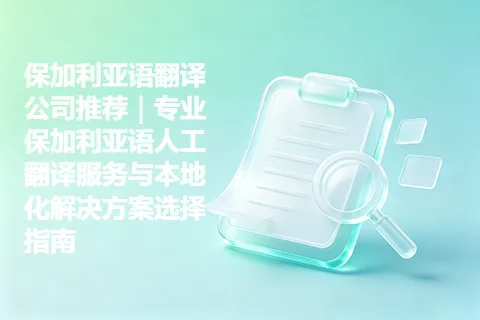 保加利亚语翻译公司推荐｜专业保加利亚语人工翻译服务与本地化解决方案选择指南