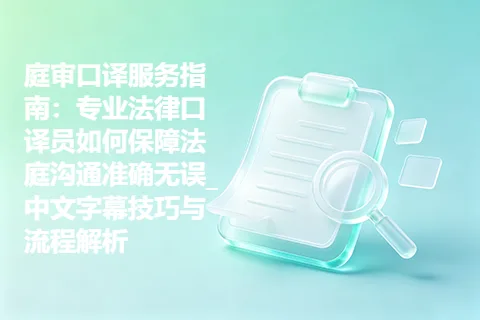 庭审口译服务指南：专业法律口译员如何保障法庭沟通准确无误_中文字幕技巧与流程解析