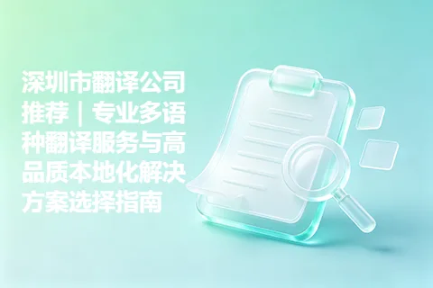深圳市翻译公司推荐｜专业多语种翻译服务与高品质本地化解决方案选择指南