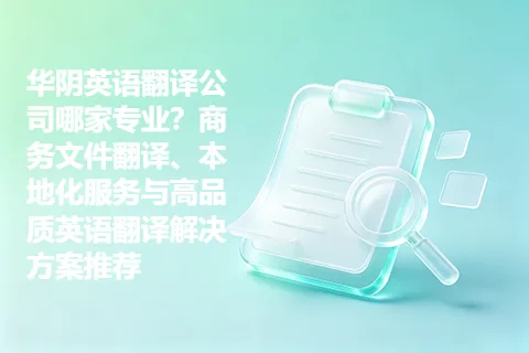 华阴英语翻译公司哪家专业？商务文件翻译、本地化服务与高品质英语翻译解决方案推荐