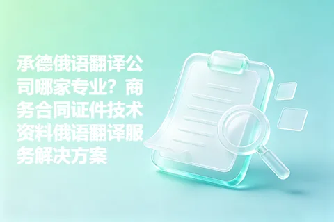 承德俄语翻译公司哪家专业？商务合同证件技术资料俄语翻译服务解决方案