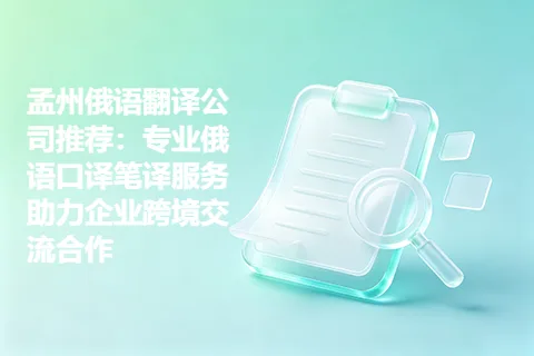 孟州俄语翻译公司推荐:专业俄语口译笔译服务助力企业跨境交流合作