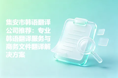 集安市韩语翻译公司推荐：专业韩语翻译服务与商务文件翻译解决方案