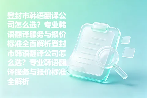 登封市韩语翻译公司怎么选？专业韩语翻译服务与报价标准全面解析登封市韩语翻译公司怎么选？专业韩语翻译服务与报价标准全解析