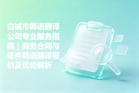白城市韩语翻译公司专业服务指南｜商务合同与证件韩语翻译报价及优势解析