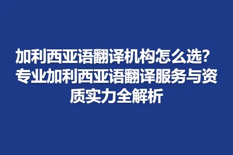 加利西亚语翻译机构怎么选？专业加利西亚语翻译服务与资质实力全解析