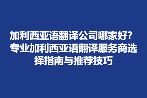 加利西亚语翻译公司哪家好？专业加利西亚语翻译服务商选择指南与推荐技巧