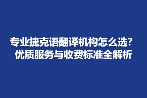 专业捷克语翻译机构怎么选？优质服务与收费标准全解析