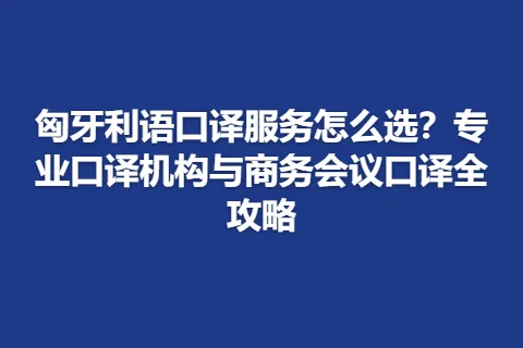 匈牙利语口译服务怎么选？专业口译机构与商务会议口译全攻略