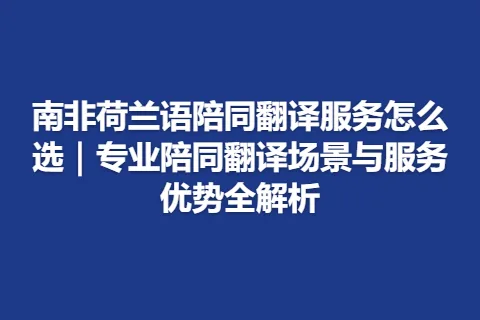 南非荷兰语陪同翻译服务怎么选｜专业陪同翻译场景与服务优势全解析