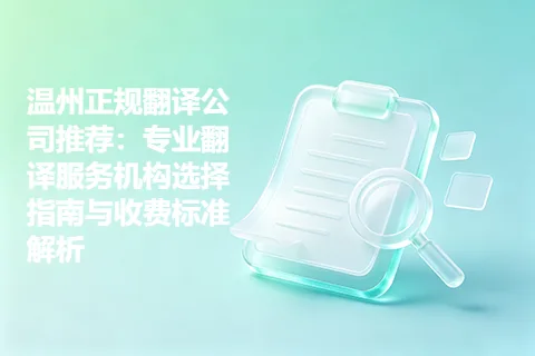 温州正规翻译公司推荐：专业翻译服务机构选择指南与收费标准解析