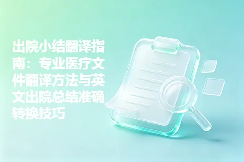 出院小结翻译指南:专业医疗文件翻译方法与英文出院总结准确转换技巧