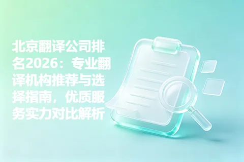 北京翻译公司排名2026：专业翻译机构推荐与选择指南，优质服务实力对比解析
