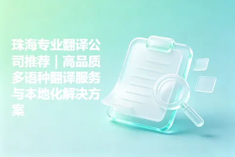 珠海专业翻译公司推荐｜高品质多语种翻译服务与本地化解决方案