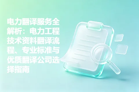 电力翻译服务全解析：电力工程技术资料翻译流程、专业标准与优质翻译公司选择指南