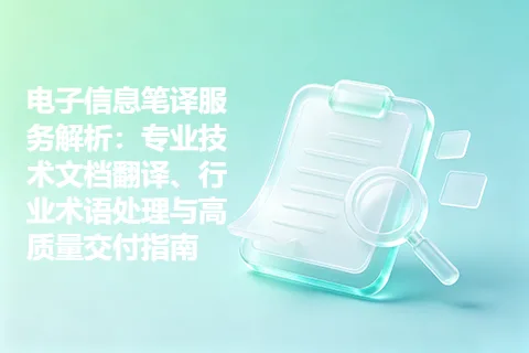 电子信息笔译服务解析:专业技术文档翻译、行业术语处理与高质量交付指南