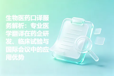 生物医药口译服务解析：专业医学翻译在药企研发、临床试验与国际会议中的应用优势