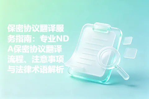保密协议翻译服务指南：专业NDA保密协议翻译流程、注意事项与法律术语解析