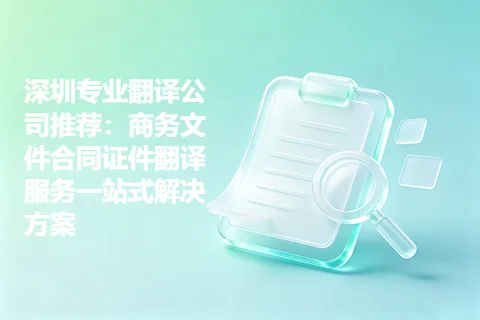 深圳专业翻译公司推荐：商务文件合同证件翻译服务一站式解决方案
