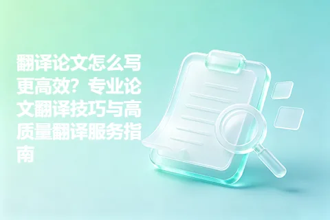 翻译论文怎么写更高效？专业论文翻译技巧与高质量翻译服务指南