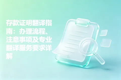 存款证明翻译指南：办理流程、注意事项及专业翻译服务要求详解