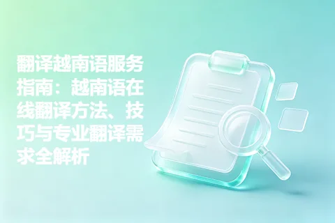 翻译越南语服务指南：越南语在线翻译方法、技巧与专业翻译需求全解析