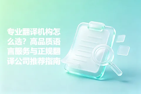 专业翻译机构怎么选？高品质语言服务与正规翻译公司推荐指南