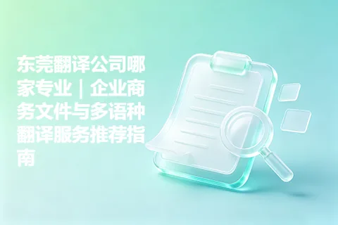东莞翻译公司哪家专业｜企业商务文件与多语种翻译服务推荐指南