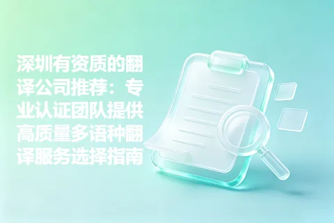深圳有资质的翻译公司推荐：专业认证团队提供高质量多语种翻译服务选择指南