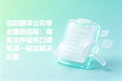 洛阳翻译公司专业服务指南：商务文件证件口译笔译一站式解决方案