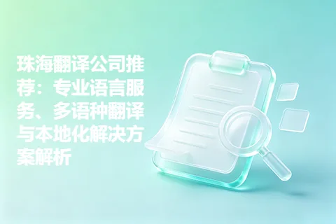 珠海翻译公司推荐：专业语言服务、多语种翻译与本地化解决方案解析