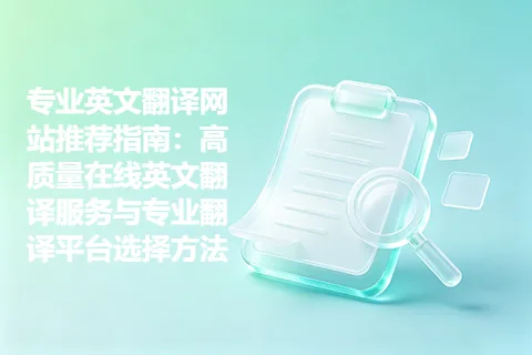 专业英文翻译网站推荐指南：高质量在线英文翻译服务与专业翻译平台选择方法