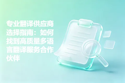 专业翻译供应商选择指南：如何找到高质量多语言翻译服务合作伙伴