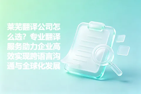 莱芜翻译公司怎么选？专业翻译服务助力企业高效实现跨语言沟通与全球化发展