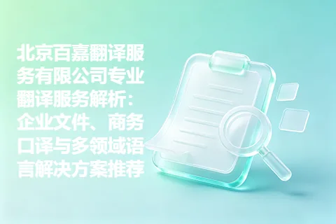 北京百嘉翻译服务有限公司专业翻译服务解析：企业文件、商务口译与多领域语言解决方案推荐
