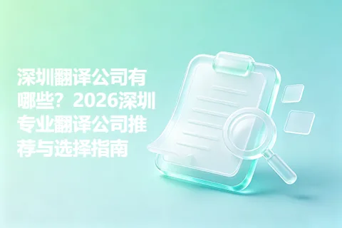 深圳翻译公司有哪些？2026深圳专业翻译公司推荐与选择指南