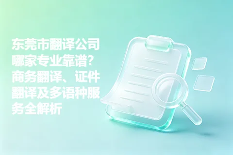 东莞市翻译公司哪家专业靠谱？商务翻译、证件翻译及多语种服务全解析