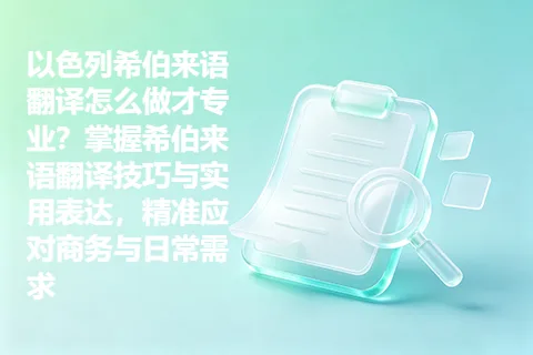 以色列希伯来语翻译怎么做才专业？掌握希伯来语翻译技巧与实用表达，精准应对商务与日常需求