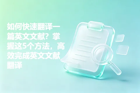 如何快速翻译一篇英文文献？掌握这5个方法，高效完成英文文献翻译