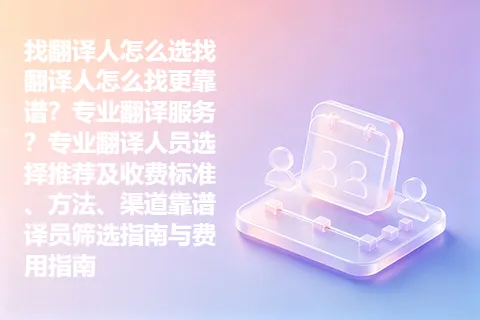 找翻译人怎么选找翻译人怎么找更靠谱？专业翻译服务？专业翻译人员选择推荐及收费标准、方法、渠道靠谱译员筛选指南与费用指南