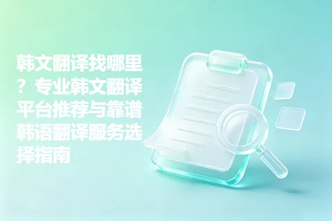 韩文翻译找哪里？专业韩文翻译平台推荐与靠谱韩语翻译服务选择指南