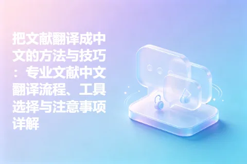 把文献翻译成中文的方法与技巧：专业文献中文翻译流程、工具选择与注意事项详解