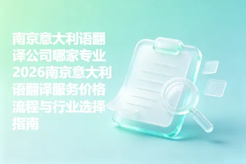 南京意大利语翻译公司哪家专业 2026南京意大利语翻译服务价格流程与行业选择指南