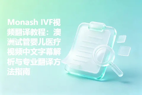 Monash IVF视频翻译教程：澳洲试管婴儿医疗视频中文字幕解析与专业翻译方法指南