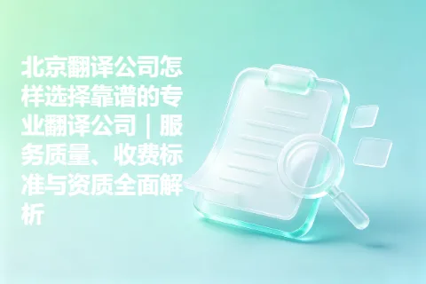 北京翻译公司怎样选择靠谱的专业翻译公司｜服务质量、收费标准与资质全面解析