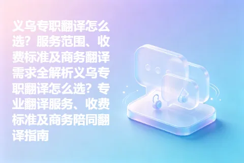 义乌专职翻译怎么选？服务范围、收费标准及商务翻译需求全解析义乌专职翻译怎么选？专业翻译服务、收费标准及商务陪同翻译指南
