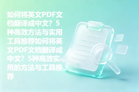 如何将英文PDF文档翻译成中文？5种高效方法与实用工具推荐如何将英文PDF文档翻译成中文？5种高效实用的方法与工具推荐