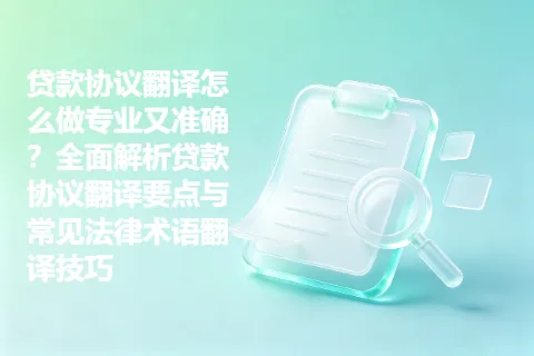 贷款协议翻译怎么做专业又准确？全面解析贷款协议翻译要点与常见法律术语翻译技巧