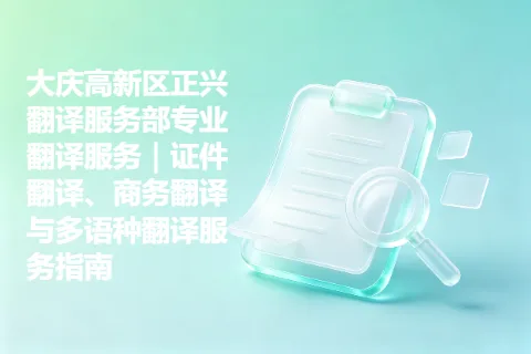 大庆高新区正兴翻译服务部专业翻译服务｜证件翻译、商务翻译与多语种翻译服务指南