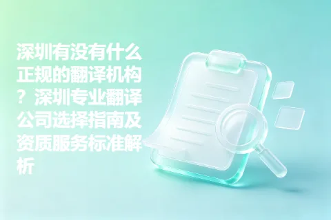 深圳有没有什么正规的翻译机构？深圳专业翻译公司选择指南及资质服务标准解析